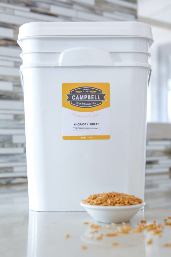 30 lb bucket Campbell Farm Grains khorasan wheat